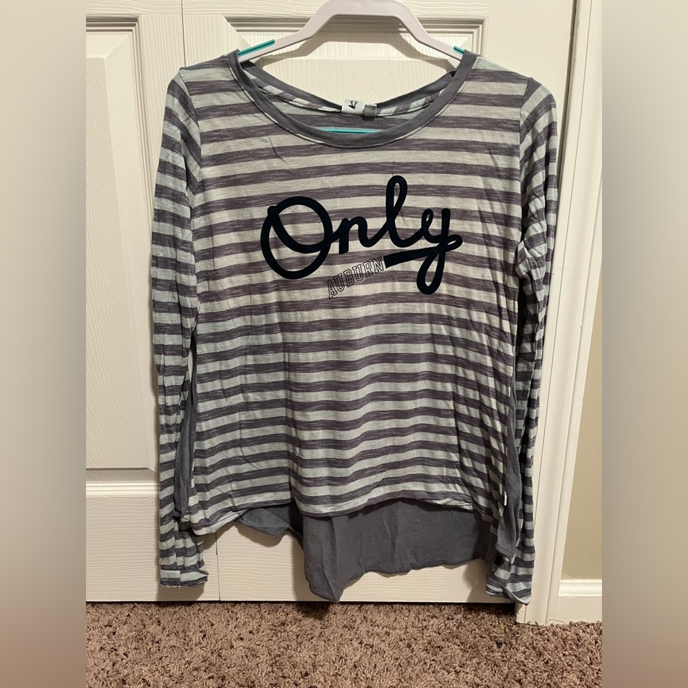 Only Auburn Stripped Long Sleeve Shirt | L | NWT